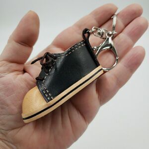 Keychain Bag Charm 3D Sneaker Lace Up Shoe Handmade Leather Skater Streetwear